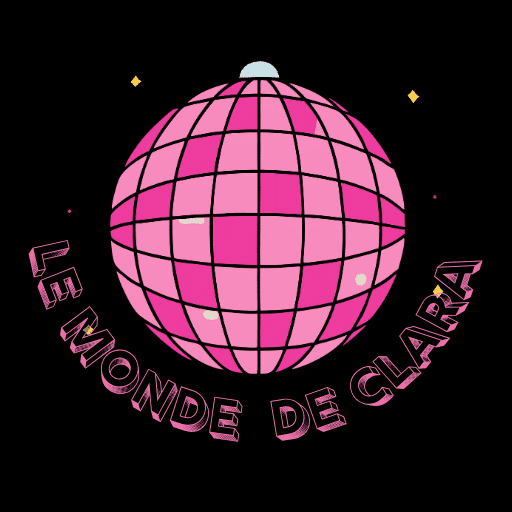 Logo rose Le Monde de Clara avec boule disco
